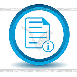 Information document icon, blue, 3D - vector clipart