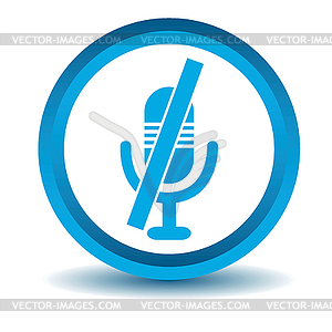 Muted microphone icon, blue, 3D - vector image