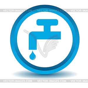 Water tap icon, blue, 3D - vector image