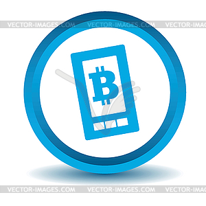 Bitcoin screen icon, blue, 3D - vector image