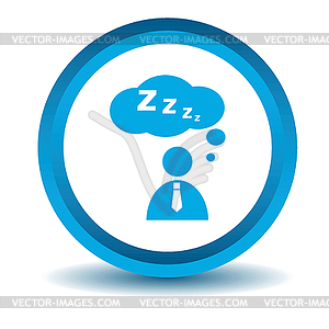 Sleeping person icon, blue, 3D - vector clip art