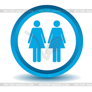 Two women icon, blue, 3D - vector clipart