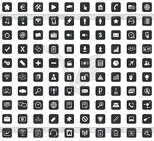 100 веб-дизайн иконок, квадратный, черный - иллюстрация в векторе