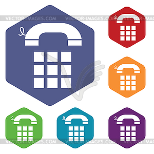 Cellphone icon, colored hexagon set - vector image