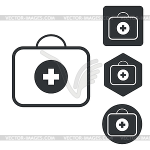 Аптечка набор иконок, монохромный - векторный дизайн
