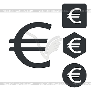 Euro icon set, monochrome - vector clipart