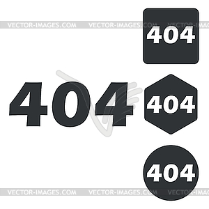 404 icon set, monochrome - royalty-free vector image