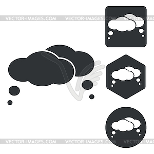 Thoughts icon set, monochrome - vector image