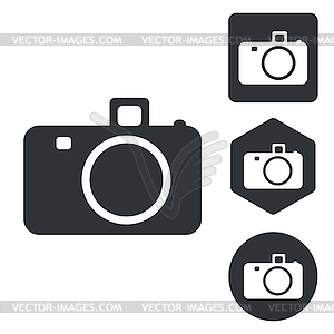Camera icon set, monochrome - white & black vector clipart