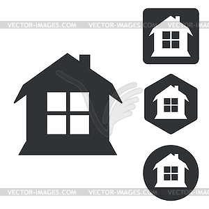 House icon set, monochrome - vector image