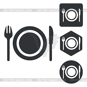 Dishware icon set, monochrome - vector clipart