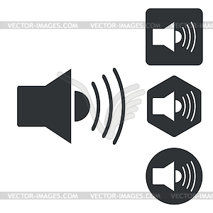 Loudspeaker icon set, monochrome - vector clipart