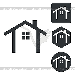 Cottage icon set, monochrome - vector clipart