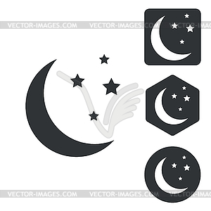 Night icon set, monochrome - vector clipart