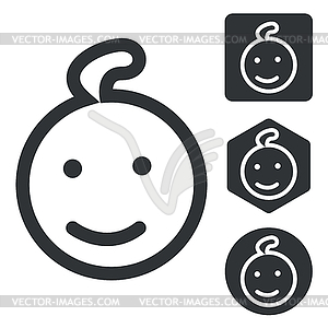 Child icon set, monochrome - vector image