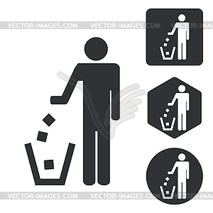 Keep clean icon set, monochrome - vector clip art