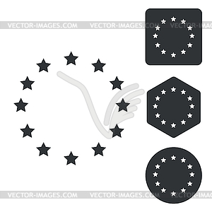 European Union icon set, monochrome - vector image