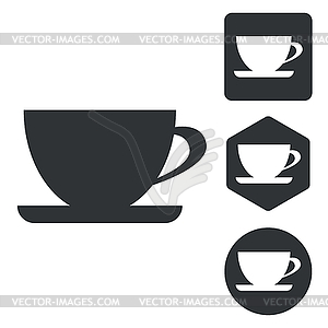 Cup icon set, monochrome - vector image