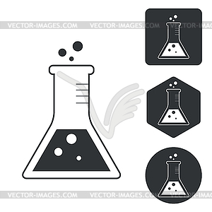 Conical flask icon set, monochrome - vector clip art