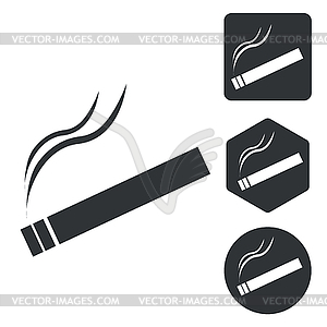 Smoking icon set, monochrome - vector clip art