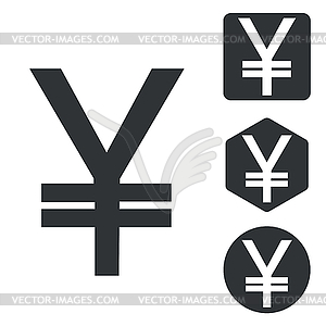 Yen icon set, monochrome - vector image