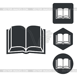 Book icon set, monochrome - vector clipart