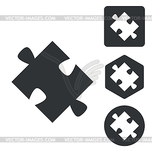 Puzzle icon set, monochrome - vector clipart