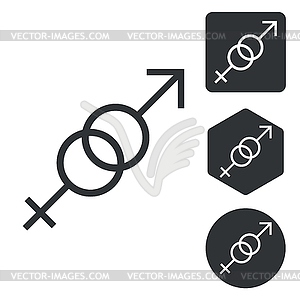 Gender symbols icon set, monochrome - vector clipart / vector image