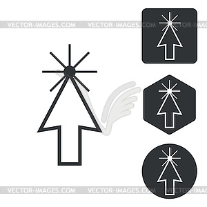 Arrow cursor icon set, monochrome - vector image