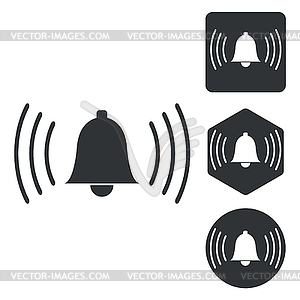 Alarm icon set, monochrome - vector clipart