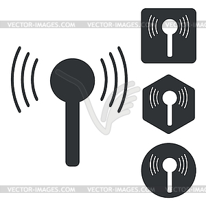 Signal icon set, monochrome - vector image