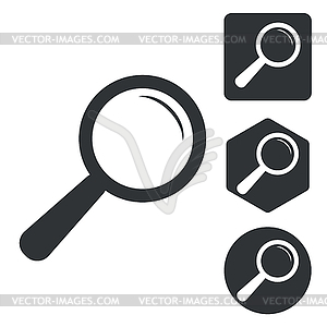 Search icon set, monochrome - vector clipart