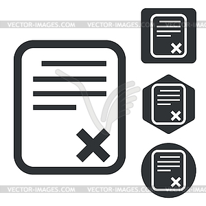 Отклонено значок документа установлен, монохромный - изображение в векторе