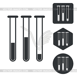 Test-tubes icon set, monochrome - vector image