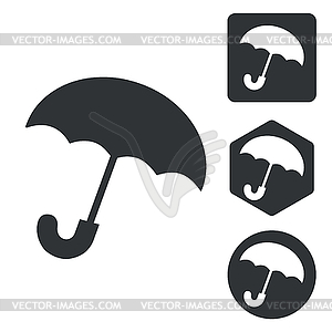 Umbrella icon set, monochrome - vector image