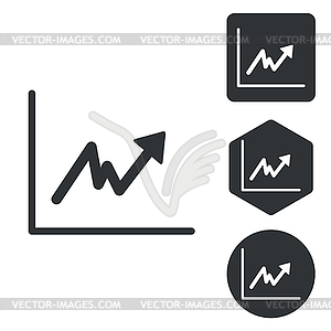 Rising graphic icon set, monochrome - vector clipart