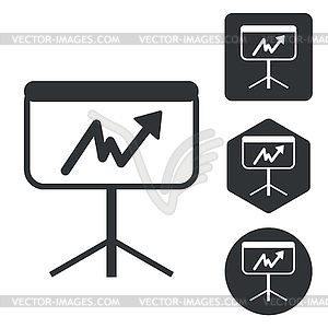 Graphic presentation icon set, monochrome - vector image