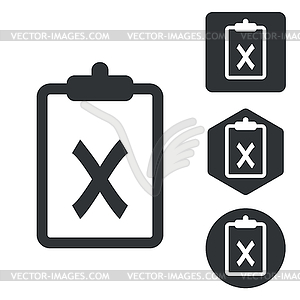 Negative result icon set, monochrome - vector image