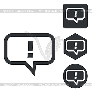Answer message icon set, monochrome - vector clipart