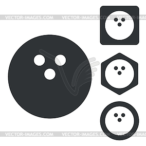 Bowling icon set, monochrome - vector image
