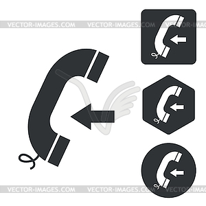 Incoming call icon set, monochrome - vector image