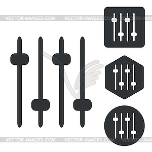 Faders icon set, monochrome - vector image