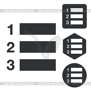 Numbered list icon set, monochrome - vector EPS clipart