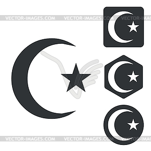 Turkey symbol icon set, monochrome - vector image