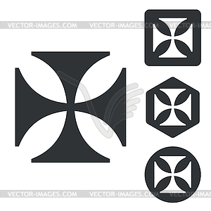 Maltese cross icon set, monochrome - vector image