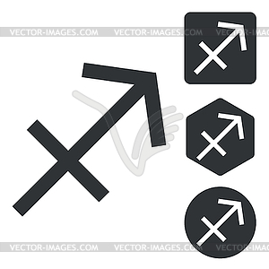 Sagittarius icon set, monochrome - vector image