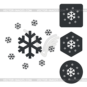 Snow icon set, monochrome - vector clipart