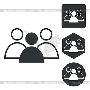 Group leader icon set, monochrome - vector image