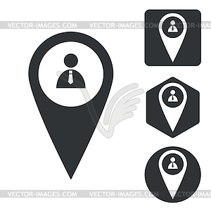 Person marker icon set, monochrome - vector clipart