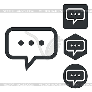 Typing message icon set, monochrome - vector image